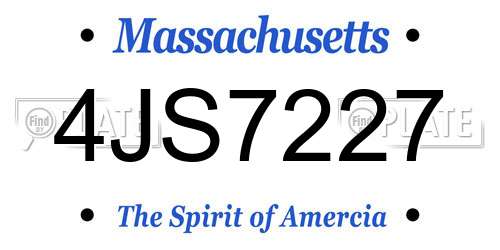 4JS7227 Massachusetts License Plate