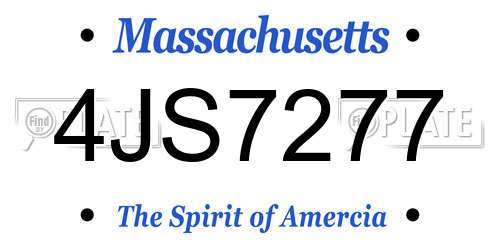 4JS7277 Massachusetts License Plate