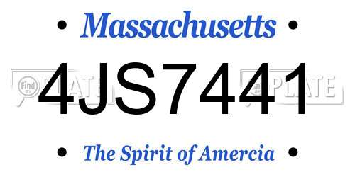 4JS7441 Massachusetts License Plate