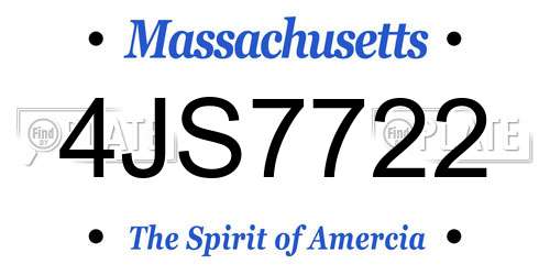 4JS7722 Massachusetts License Plate