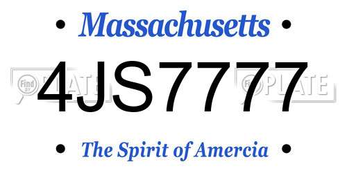 4JS7777 Massachusetts License Plate