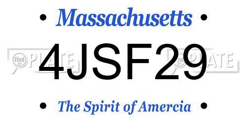 4JSF29 Massachusetts License Plate