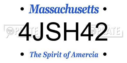 4JSH42 Massachusetts License Plate
