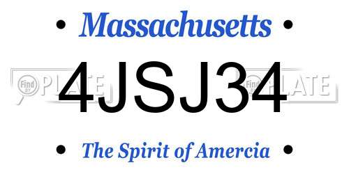 4JSJ34 Massachusetts License Plate