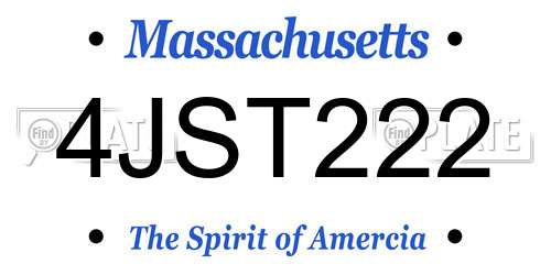 4JST222 Massachusetts License Plate