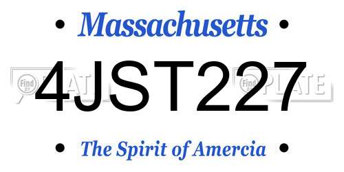 4JST227 Massachusetts License Plate