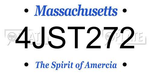 4JST272 Massachusetts License Plate