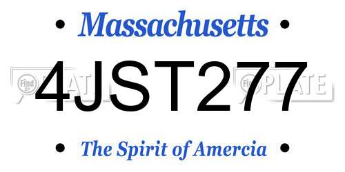 4JST277 Massachusetts License Plate