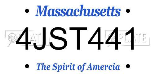 4JST441 Massachusetts License Plate