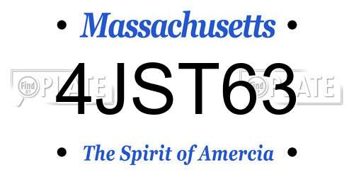 4JST63 Massachusetts License Plate
