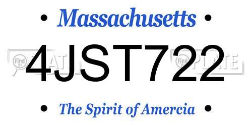 4JST722 Massachusetts License Plate