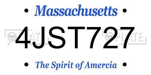 4JST727 Massachusetts License Plate