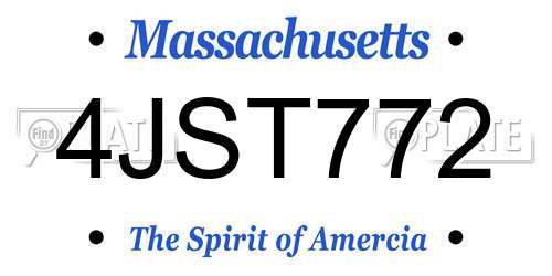 4JST772 Massachusetts License Plate