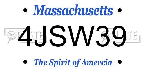 4JSW39 Massachusetts License Plate