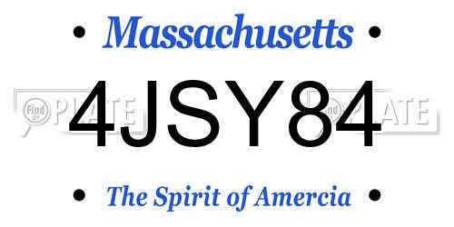4JSY84 Massachusetts License Plate
