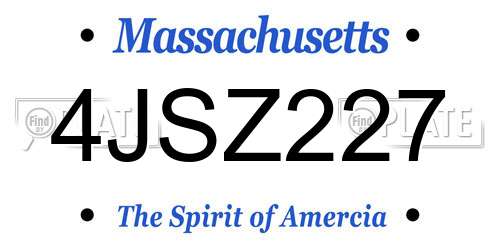 4JSZ227 Massachusetts License Plate