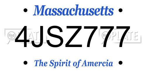 4JSZ777 Massachusetts License Plate