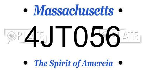 4JT056 Massachusetts License Plate