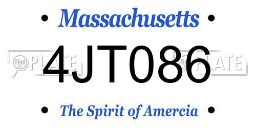 4JT086 Massachusetts License Plate