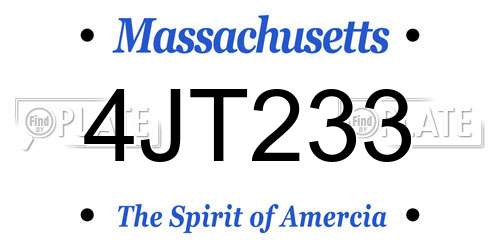 4JT233 Massachusetts License Plate