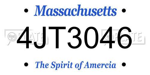 4JT3046 Massachusetts License Plate