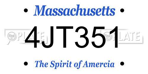 4JT351 Massachusetts License Plate