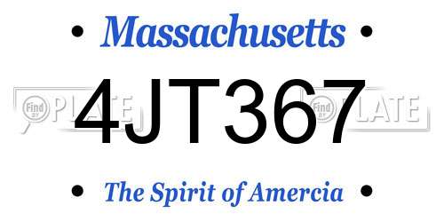4JT367 Massachusetts License Plate