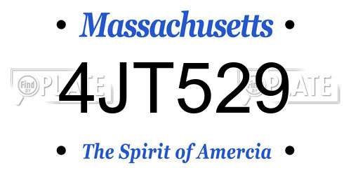 4JT529 Massachusetts License Plate