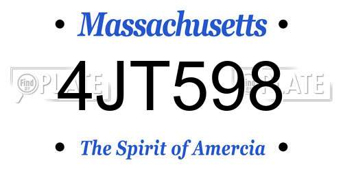 4JT598 Massachusetts License Plate