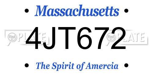 4JT672 Massachusetts License Plate