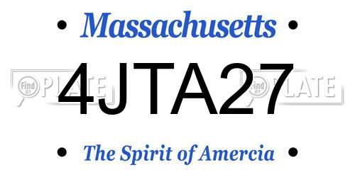 4JTA27 Massachusetts License Plate