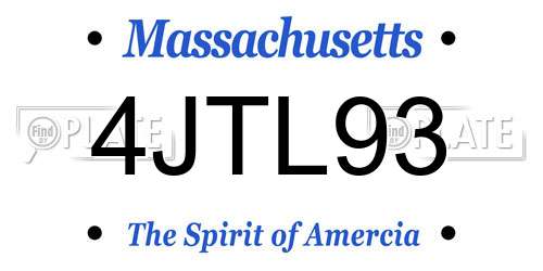 4JTL93 Massachusetts License Plate