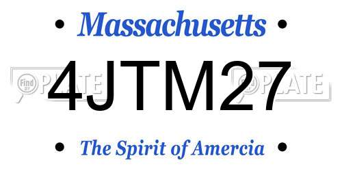 4JTM27 Massachusetts License Plate
