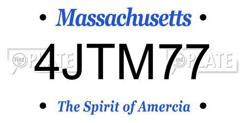 4JTM77 Massachusetts License Plate