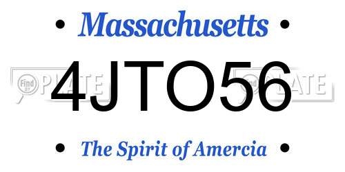 4JTO56 Massachusetts License Plate