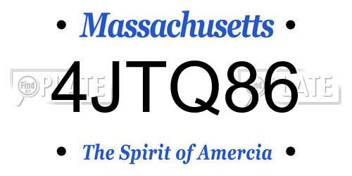 4JTQ86 Massachusetts License Plate