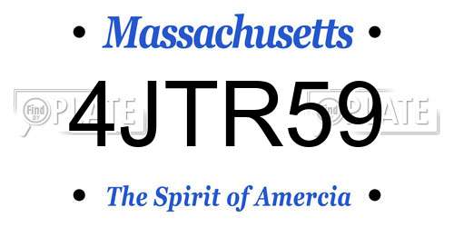 4JTR59 Massachusetts License Plate