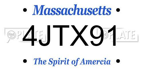 4JTX91 Massachusetts License Plate