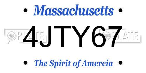 4JTY67 Massachusetts License Plate