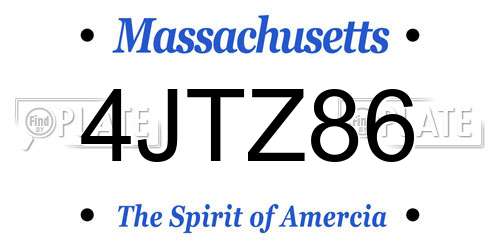 4JTZ86 Massachusetts License Plate
