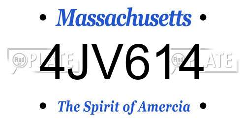 4JV614 Massachusetts License Plate
