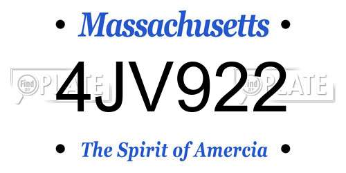 4JV922 Massachusetts License Plate
