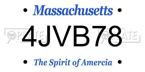 4JVB78 Massachusetts License Plate