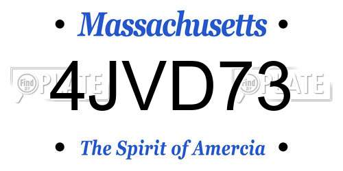 4JVD73 Massachusetts License Plate