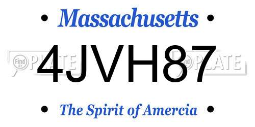 4JVH87 Massachusetts License Plate