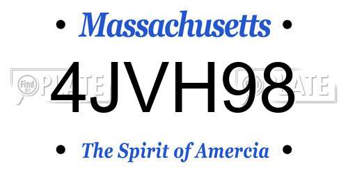 4JVH98 Massachusetts License Plate