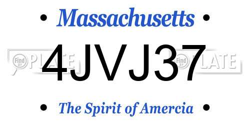 4JVJ37 Massachusetts License Plate
