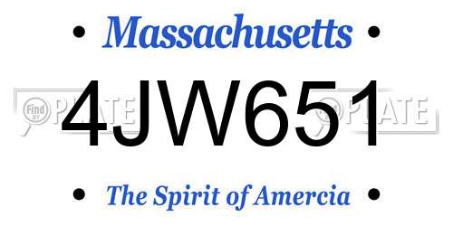 4JW651 Massachusetts License Plate