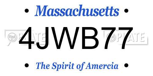 4JWB77 Massachusetts License Plate