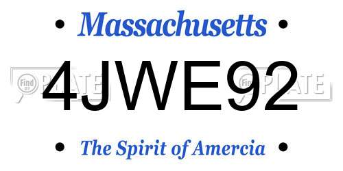 4JWE92 Massachusetts License Plate